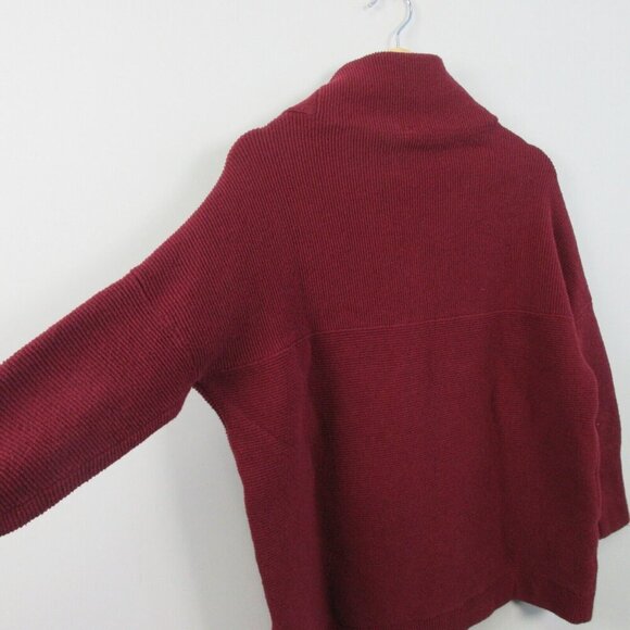 Free People Ottoman Slouchy Sweater Women XS Burgundy Cotton Blend Oversized 614 - Picture 3 of 13